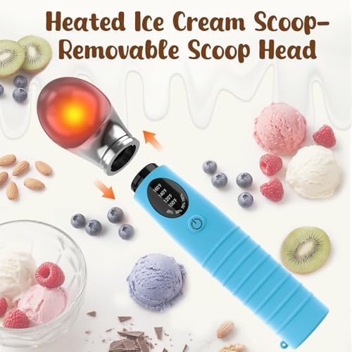 Jripae Heated Ice Cream Scoop with Removable Head for Dishwasher Safe