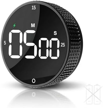 Rechargeable Magnetic Kitchen Timer with Rotary Dial, LED Display