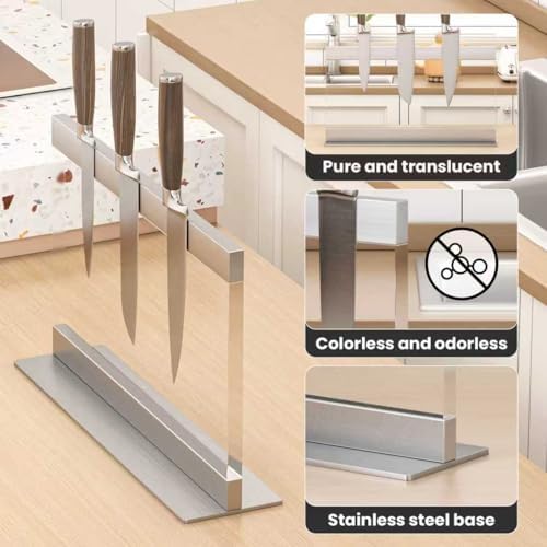 THMINS Acrylic Magnetic Knife Holder, Transparent Magnetic Knife Block