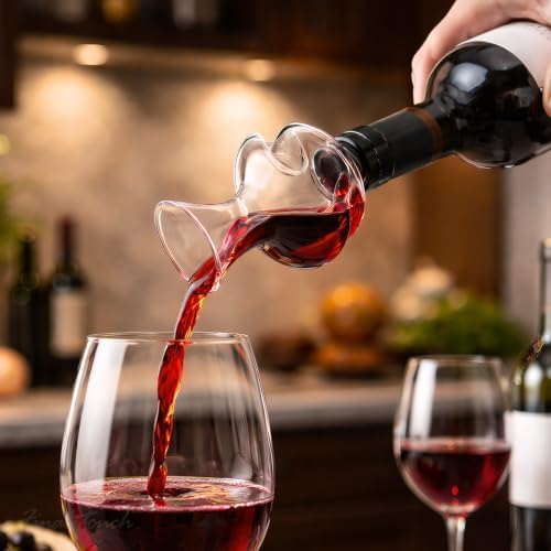 Final Touch Experience Glass Wine Aerator for Wine Bottles, Mouth-Blown