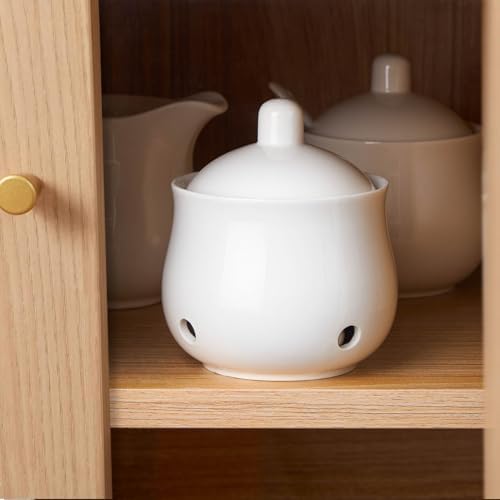 Garlic Storage Container | Ceramic Onion Storage Jar with Lid | Decorative Garlic Holder - for Dining Room Kitchen Restaurant Fridge Onion Potato Ginger
