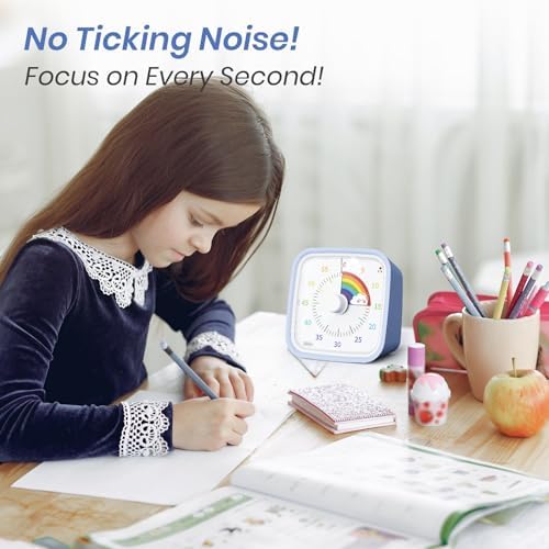 Yunbaoit Rainbow Visual Timer for Kids, 60-min Countdown Timer, Light Blue