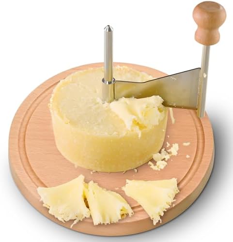 Girolle Cheese Curler, Wooden Cheese Shaver Wheel for Tete de Moine Cheese Flower Cutter, Kitchen & Home Roll Slicer Gadget (O-Shape Base)
