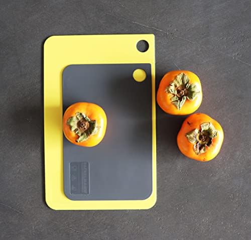 Fackelmann Set of 3 XSlim Flexible Plastic Chopping Boards, 3 Sizes in Grey and Yellow Colours According to HACCP, Dishwasher Safe 38.5 x 24 cm - 31.5 x 20 cm - 24.5 x 16 cm