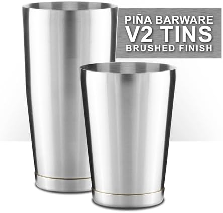 Piña Barware Stainless Steel Commercial Bar Boston Shaker Tin Set - 28oz. & 18oz. / Brushed Finish (V2-1 Pair)