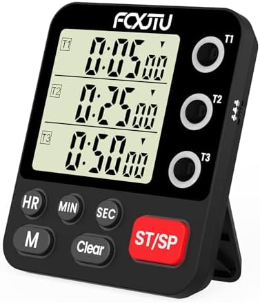 Digital Dual Kitchen Timer, 3-Channel Triple Magnetic Countdown for Cooking