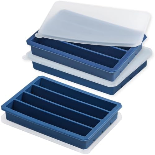 Webake Water Bottle Ice Cube Tray with Lids, Platinum Silicone Long Ice Stick Molds - Stackable & Space-Saving, Perfect for Highball Drinks, Cocktail Parties & Sports Bottles, Pack of 3