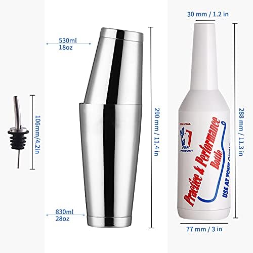 Flair Bottle Bartender Kit 5pcs 2 Flair Bottle, 1 Boston Shaker, Practice & Performance (5pcs Set)