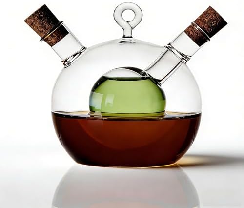 ELETON 2 in 1 Glass Oil and Vinegar Dispenser,Cruet with Ball Inner Chamber