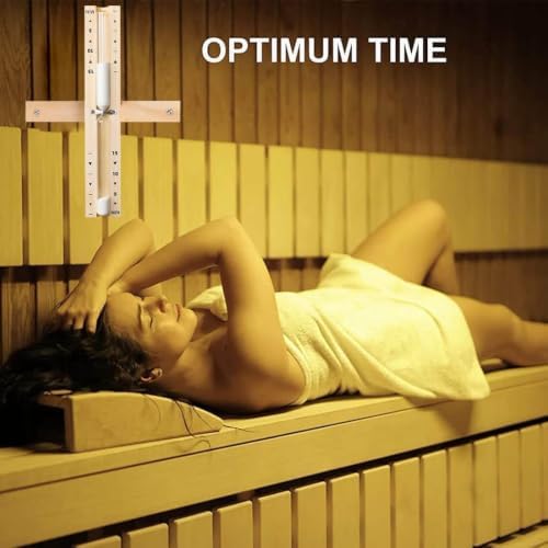 Sauna Hourglass Sand Timer 15 Minute, Heat Resistant 15 Min Wood White Clock, Sand Watch, Rotating Large Reloj De Arena, Wooden Hour Glass Sandglass for Sauna Room