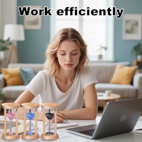 SuLiao Sand Timer, Colorful Wood Hourglass Timer, Wooden Sand Clock 1 min/2 min/3 min/5 min/10 min, Sandglass Hour Glass for Brushing Children's Teeth, Cooking, Games, School, Office (Pack of 5)