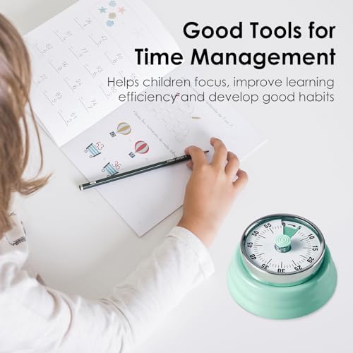 Visual Timer, Teeloray Kitchen Timer with Magnetic Base (Mint Green)