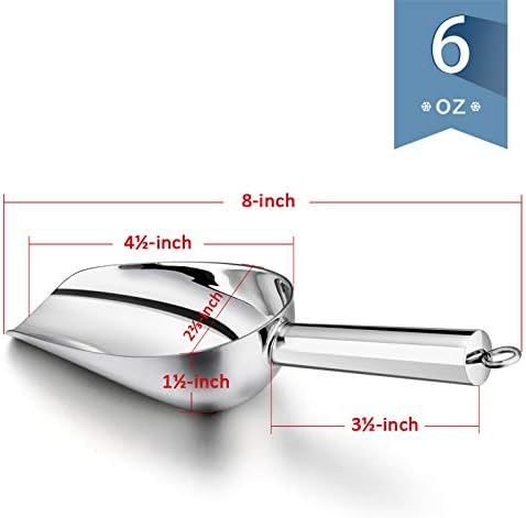 E-far 6 Ounce Ice Scoop Set of 2, Small Stainless Steel Scoop for Canisters