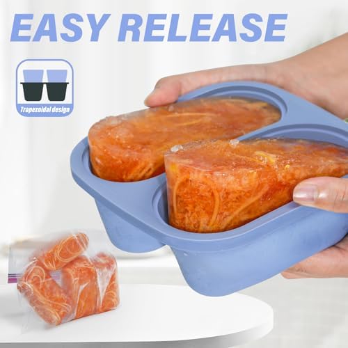 Mossime 1 Cup Silicone Soup Freezer Molds with Lids, Blue/Purple, 6-Pack