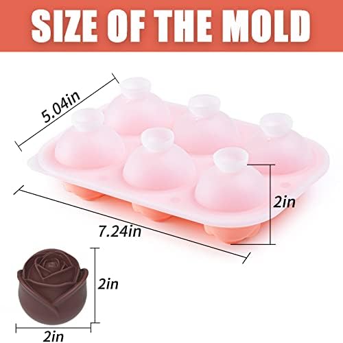2 Inch 3D Rose Ice Cube Tray with lid for Freezer Large Cute Rose Flower Ice Mold for Cocktails Whiskey (green)
