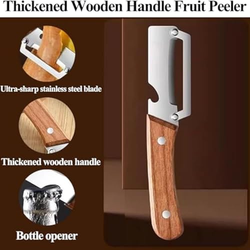 Zero Flex Wooden Peeler, 2-in-1 Multifunctional Vegetable Peeler, Wooden Handle Peeler, Zero Flex Wood Kitchen Tool for Fruit Potato (2 PCS)
