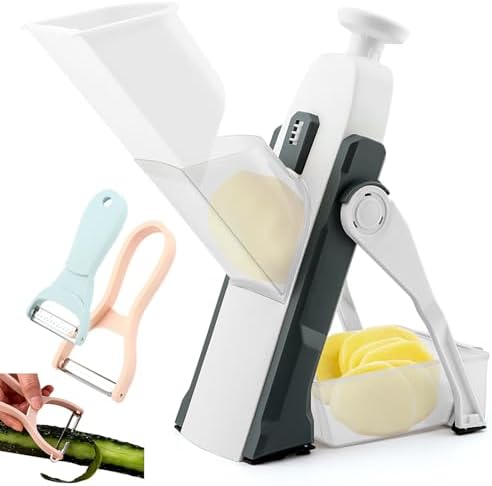 Safe Mandoline Slicer for Kitchen, Potato Slicer Cucumber Slicers with Peeler, Thickness Adjustable Vegetable Food Slicers, Vertical Kitchen Faster Cutter Artifact