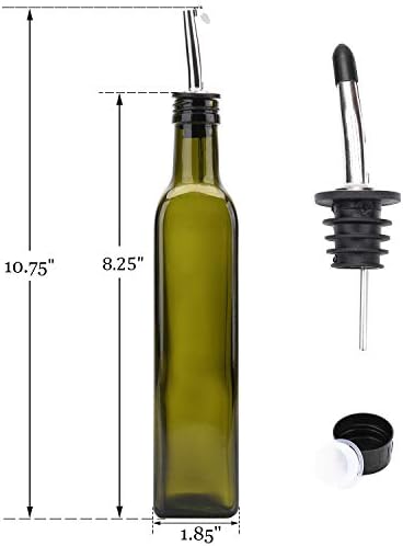 Kingrol 6 Pack 8 oz Glass Olive Oil Dispenser Bottles, Oil and Vinegar Cruets with Stainless Steel Pourer Spouts, Non-Drip Oil Bottles for Kitchen