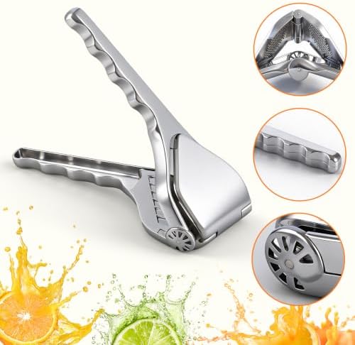 Stainless Steel Lemon Squeezer, Handheld Citrus Juicer with Seed Strainer