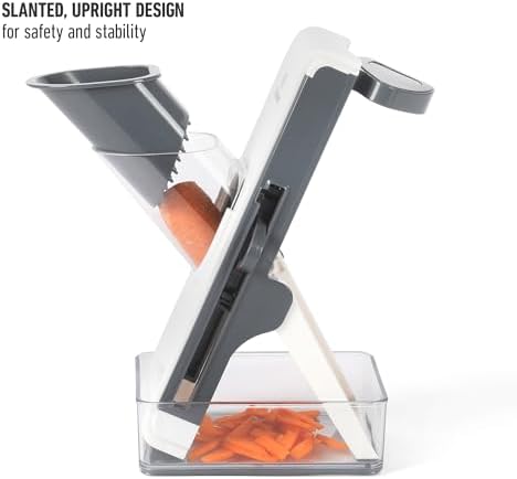 Calphalon Aero Mandoline Slicer, Stainless Steel Vegetable Slicer with Container, Adjustable Mandoline with Interchangeable Blades & Wide Chute for Precision Slicing & Food Prep