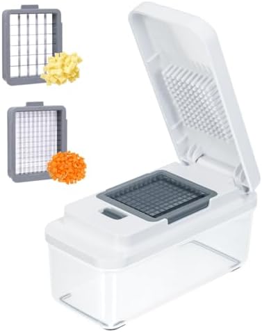 Glad 2-in-1 Vegetable Chopper - 1.8 Quart Food Chopper with 2 Interchangeable Blades (1/4" & 1/2") - Onion Dicer and Veggie Cutter for Meal Prep, Dishwasher Safe Kitchen Gadget
