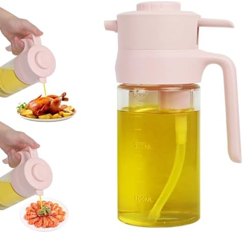 Oil Dispenser,Glass Oil Bottle,Suitable For Olive Oil and Vinegar,500ML,17 Ounces Capacity,Intelligent Quantification Olive Oil Dispenser,Non-drip Nozzle Design,Easy To Replenish and Clean