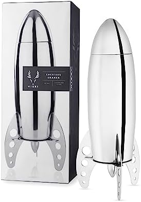 Viski Rocket Cocktail Shaker with Strainer Bar Set for Cold Brew Cocktails, Margarita, Espresso Martini, Stainless Steel Martini Shaker, Home Bar Accessories, Bartending Tools, Bartender Gifts, 24oz