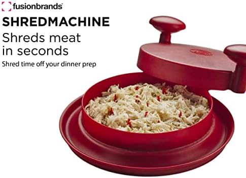 FusionBrands ShredMachine, Red -The Quick, Easy to Use Alternative to Bear Claws Meat Shredder for Pulled Pork, Beef, Chicken, & More - BPA Free Hand Shredder with Easy to Grip Handles, Non-Skid Base