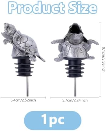 DICOSMETIC 1Pc Sea Turtle Wine Pourer Bottle Stopper Turtle Wine Aerator Pourer Spout Alloy Reusable Glass Bottles Leakproof Plugs Replacement Animal Liquor Bottles Pourers for Party Home Bar
