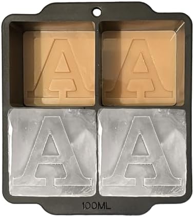 Monogrammed Ice Cubes Mold with Lid, 2 inch Whiskey Ice Cube Tray, Personalized Initials Silicone Cocktail Ice Cube Mold, Wedding Monogram, Thank You Gift, Gifts for Dad (Letter A)