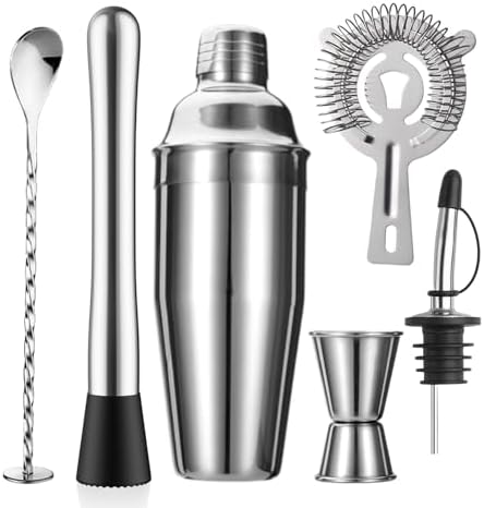 ZPUFAW 6-Piece Cocktail Shaker Set, Bartender Kit, Drink Shaker, Bar Set