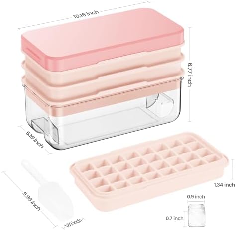 PHINOX 1" Ice Cube Tray with Lid and Bin, Easy Release 96 Cubes for Freezer