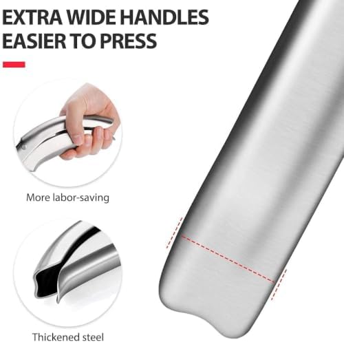 No Peeling Required Garlic Press Stainless Steel with Detachable Handle for Fine Mincing - Premium Garlic Mincer Tool, Rust-Proof, Easy to Clean, Dishwasher Safe Garlic Crusher with 5-Year Warranty