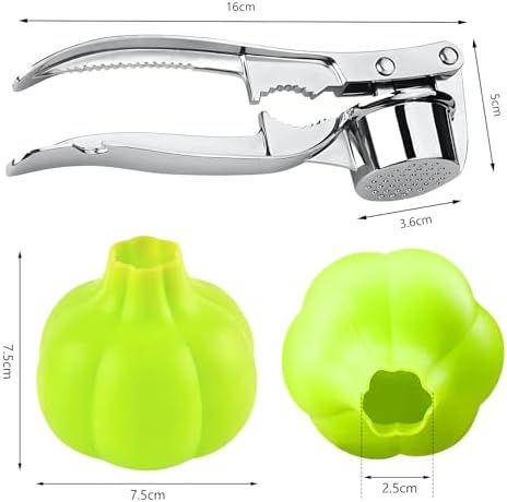 Manual Garlic Press Kitchen Large Garlic Peeler Garlic Muddler Household Garlic Pounder Garlic Press Garlic Peeler for Fine and Coarse Mince Garlic Press,Garlic Mincer, Garlic Crusher (SET E)