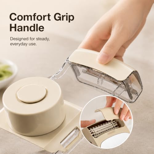 Mandoline Slicer, Vegetable Cutter, Container, Glove & Guard, 5-Blade