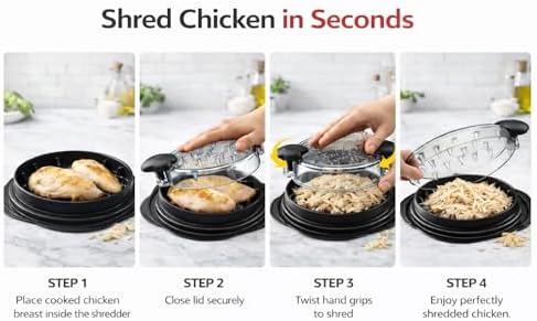Chicken Shredder Tool Twist – Large Meat Shredder for Chicken Breast, Fast Manual Chicken Shredder Tool for Pulled Pork, Dishwasher Safe Handheld Meat Shredding Tool for Kitchen & BBQ