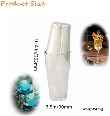 Boston Cocktail Shaker Set, Professional Bar Shaker Set Bartender Kit, Stainless Steel Martini Shaker with Weighted 28oz Unweighted 18oz Drink Mixer Tins Bartending Tools for Bartender