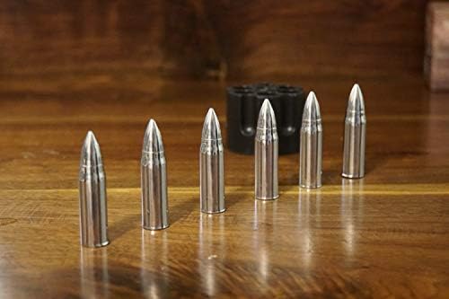 Whiskey Stones Bullets with Base gift | set of 6 Stainless Steel | Perfect for MIlitary Gift for Chilling Drinks