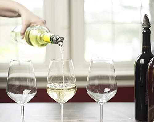TXOKO Premium Stainless Steel Wine Pourer, Aerator and Decanter - Pour Spout for Red, White and Rose Wine, Liquor and Olive Oil! Gift Box Packaging includes extra stopper.