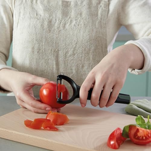 Richardson Sheffield Y Peeler, Coarse Serrated Blade, Vegetable Peeler, Potato Peeler with Potato Eye Remover, Stainless Steel Peeler, Dishwasher Safe - Black