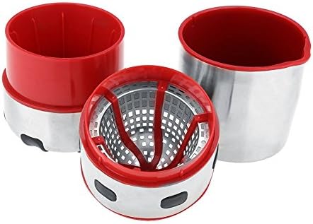 Manual Citrus Juicer Portable Press Squeezer with Strainer for Home Travel 304 Stainless Steel and ABS Red Silver 600 to 800mL Compact Hand Operated