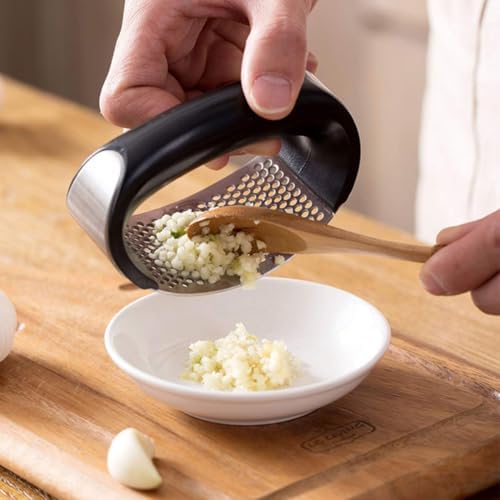 BAAAN® Garlic Crusher & Ginger Crusher – 2-in-1 Garlic Press, Mincer, Chopper & Peeler | Mini Hand Press Garlic Cutter & Smasher for Kitchen Use | Stainless Steel Garlic Presser