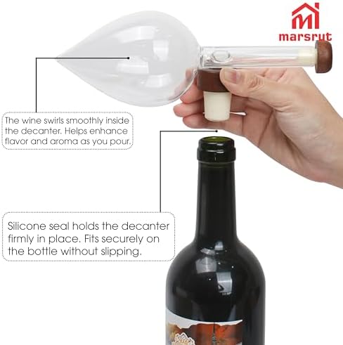 Wine Aerator Decanter Bulb, Italian Aireador De Vino, Wine Whisky Bottle Decantador Dosificador Pourer for Taste Better, Clear Glass Spout, Accessories for Birthday Father Gift Home Gathering, No Drip