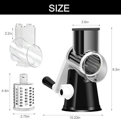 Cambom Rotary Cheese Grater Hand Crank Cheese Shredder, Black