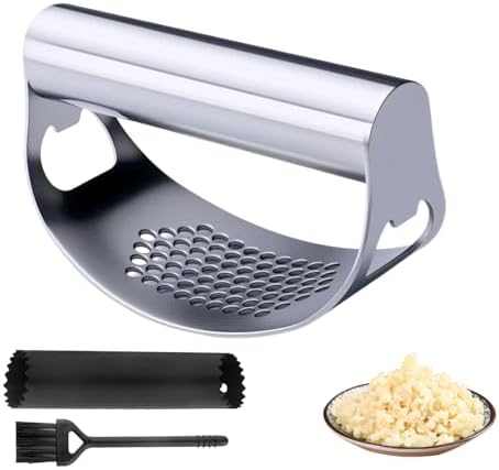 2025 Upgraded Garlic Press Stainless Steel, Garlic Press Rocker Professional Kitchen Gadgets Garlic Mincer Garlic Crusher, Heavy Duty Mincer Tool Garlic Chopper Garlic Presser Mincer (1Set)