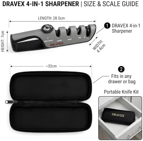 DRAVEX 4-Stage Professional Knife Sharpener Adjustable Angle Guide