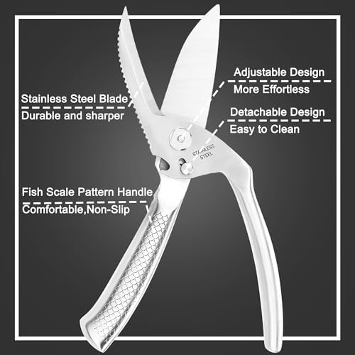 Heavy Duty Poultry Shears for Food, Dishwasher Safe Kitchen Scissor