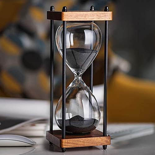 SAMLONG Large Hourglass Timer 30 Minute, Decorative Wooden Sandglass, Black