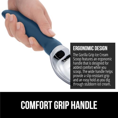 GORILLA GRIP® Heavy Duty Ice Cream Scoop, Professional Scooper, Blue