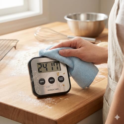 Compact Stainless Steel Digital Timer | High-Contrast LCD Display | Countdown and Countup for Kitchen, Study, or Classroom | Magnet and Stand